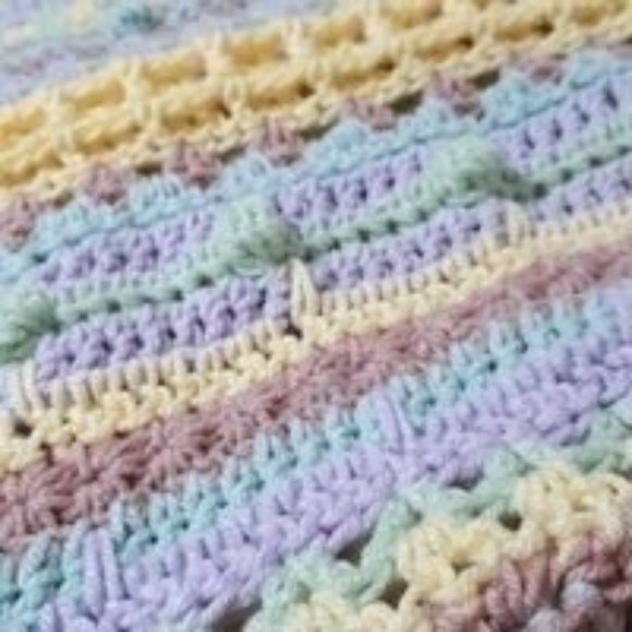 33"x34" Striped Baby Blanket, Sampler Stitch Baby Blanket, Colorful Throw - Picture 13 of 16